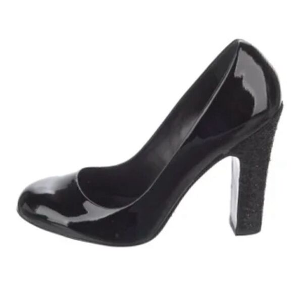 Tory Burch  Colin Patent Leather Black Glitter Pumps Size 7.5 - Picture 2 of 10